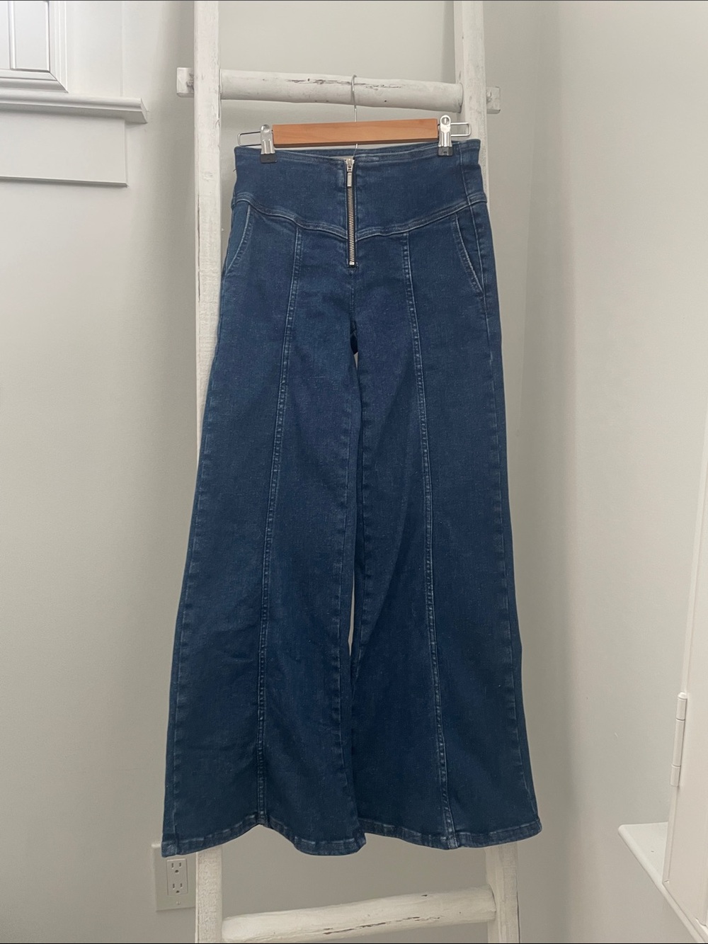 Pilcro by Anthropology High-Waisted Wide Leg Jeans - Dark Blue